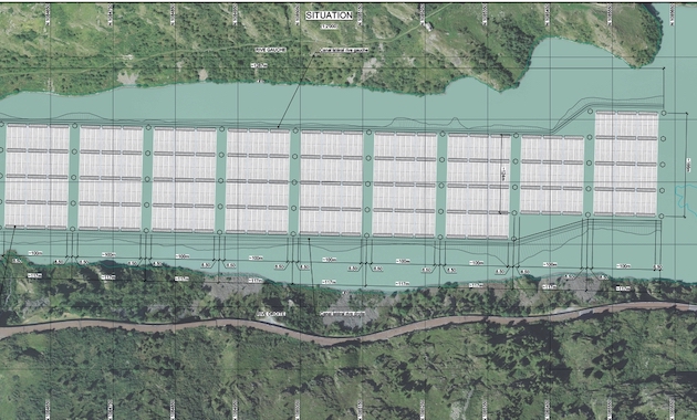 A projection of the future solar park, which will cover an area of 19 hectares of the 61-hectare Lac des Toules (31%).
