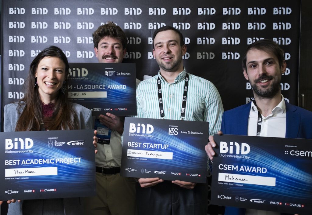 Four life sciences projects were recognized at BIND – BioInnovation Day 2026, held at CHUV Lausanne on 1 April 2026, as the region's flagship academic innovation showcase drew 340 participants from academia, healthcare, industry, and investment.